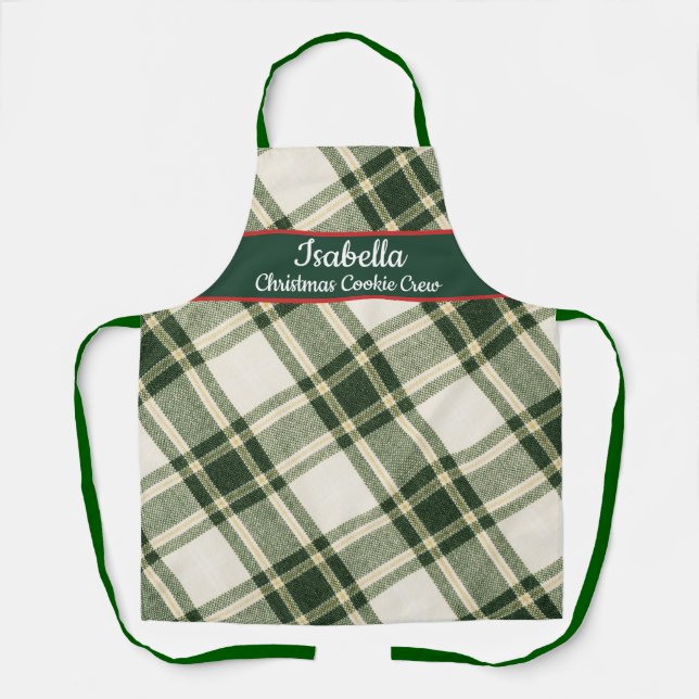Tablier Red Green Tartan Plaid Personalized Christmas  Apr (Recto)
