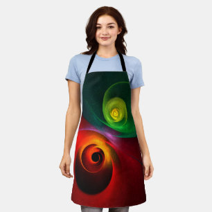 Tablier Red Green Yin Yang Moderne Motif d'art Abstrait #2