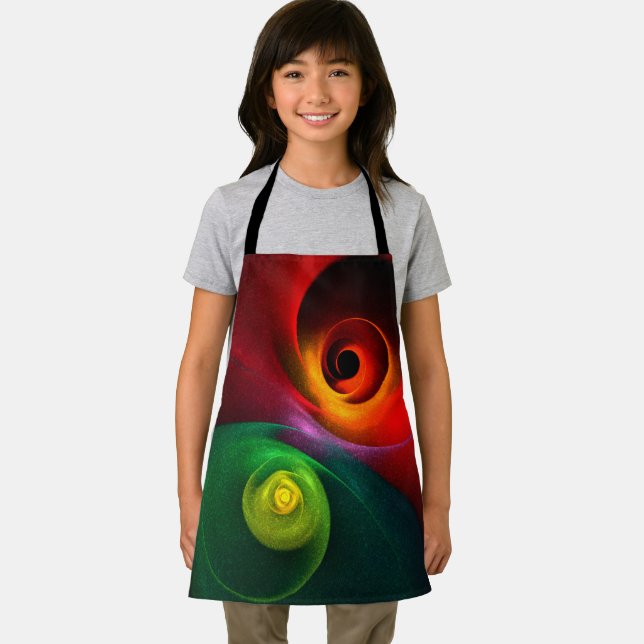 Tablier Red Green Yin Yang Moderne Motif d'art Abstrait #2 (Insitu)