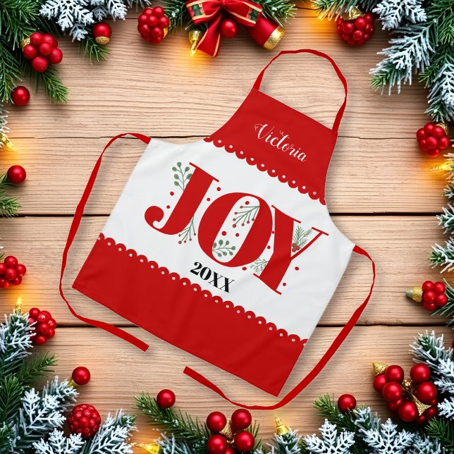 Tablier Red Joy avec baies photo de Noël (Créateur téléchargé)