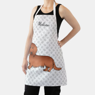 Tablier Red Long Cheveux Dachshund mignon Dessin et nom
