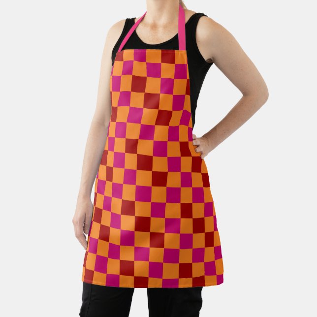 Tablier Red Orange Pink Checkered Pattern Design  (Insitu)