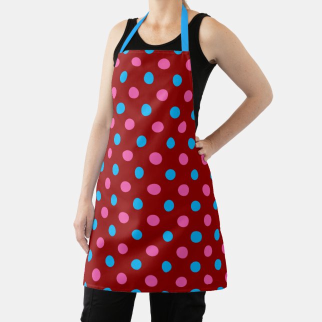 Tablier Red Pink Blue Polka Dot Pattern (Insitu)