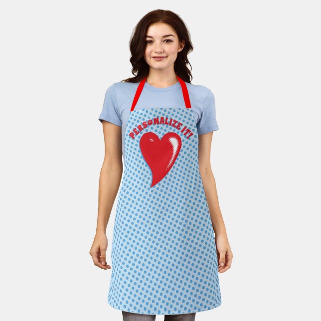 Tablier Red Pop Art Heart (Porté)