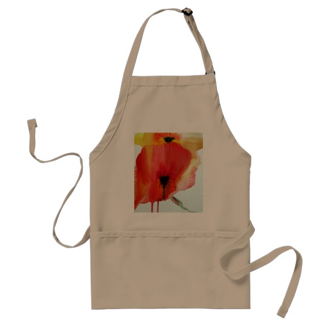 Tablier Red Poppies aquarelle art floral moderne (Devant)