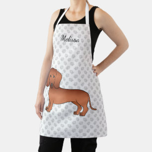 Tablier Red Smooth Hair Dachshund mignon Dessin et nom