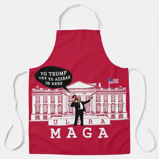 Tablier Red YO TRUMP Reviens | Ultra MAGA | Whitehouse (Recto)