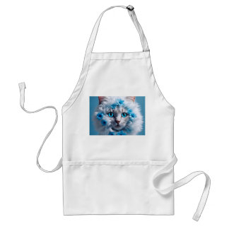 Tablier Regular  Size apron white with white cat beautiful