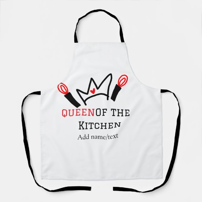 Tablier Reine de la cuisine chef cuisine ajouter nom couro (Recto)