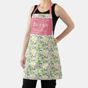Tablier Reine de la cuisine Citron Floral Rose
