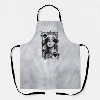 Tablier Reine de Pique (Style 5) Dessin d'art fin