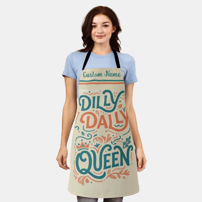 Tablier Reine Dilly Dally | Cadeau de cuisine drôl (Porté)