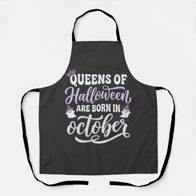 Tablier Reines d'Halloween Nées en Octobre Anniversaire (Recto)