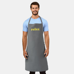 Tablier Relax gris jaune moderne typographie marrant cool