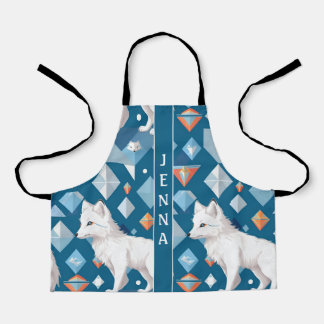 Tablier Renard arctique - Motif géométrique coloré personn