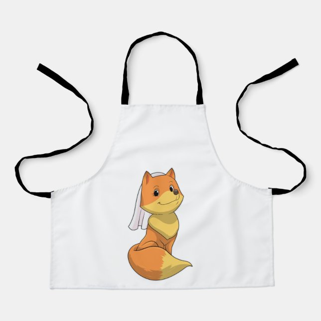 Tablier Renard en mariée avec Voile (Recto)