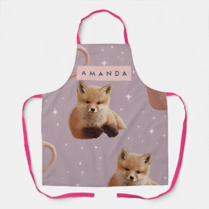 Tablier Renard Mignon Personnalisé et Motif de Cacao Chaud