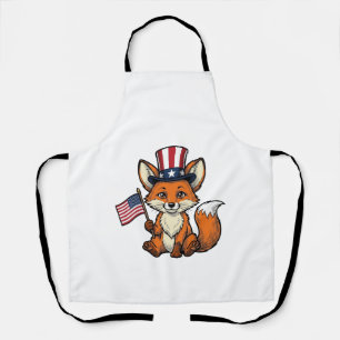 Tablier Renard Patriotique Vintage Gravure Chemise Design_