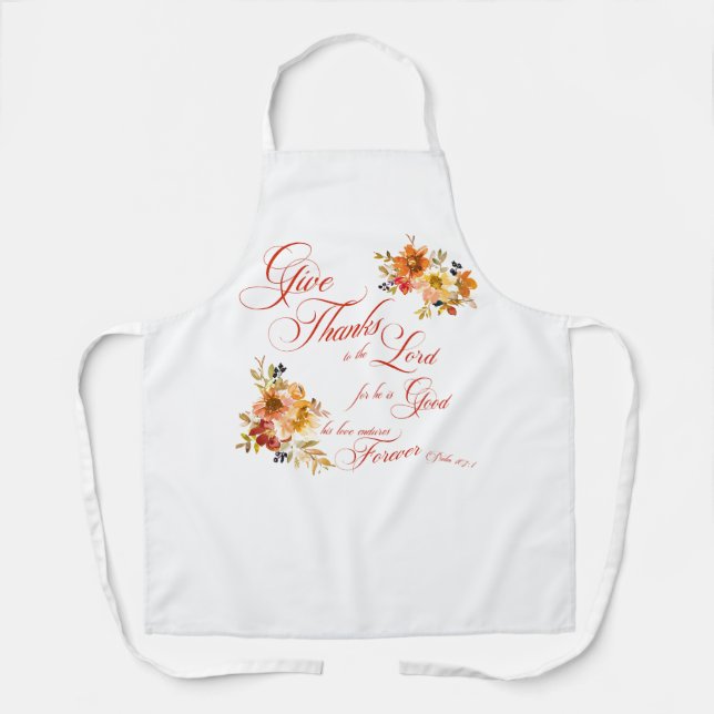Tablier Rendez grâce au Seigneur automne aquarelle florale (Recto)