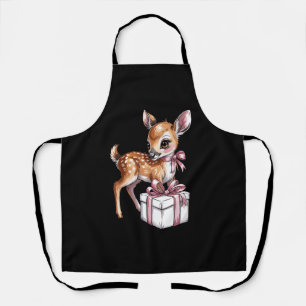 Tablier Renne Rétro Vintage Rose Noël Bébé Cerf
