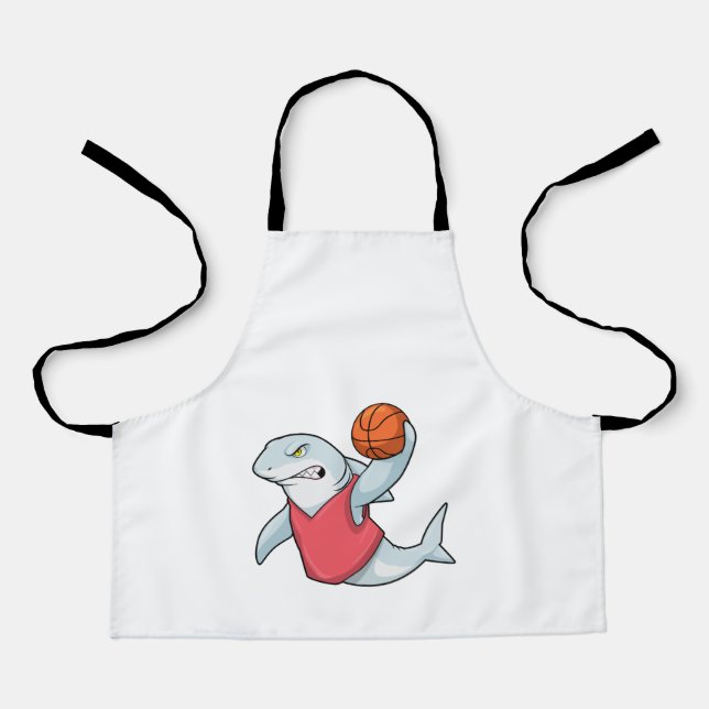 Tablier Requin aux sports avec basket-ball (Recto)