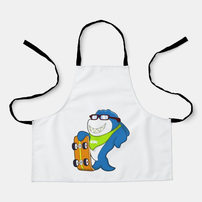 Tablier Requin comme patineur avec skateboard (Recto)