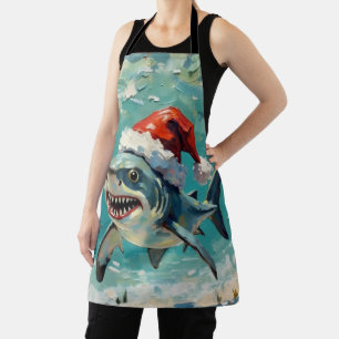 Tablier Requin vintage avec chapeau de Père Noël Art de No
