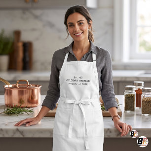 Tablier Réserve Culinaire Minimaliste Nom Personnalisé