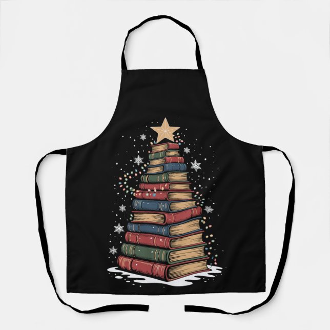 Tablier Réserver Noël Arbre enseignant Bibliothécaire Noël (Recto)