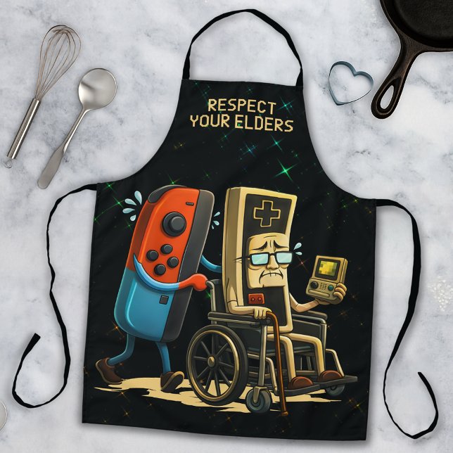 Tablier Respect Your Elders Gaming Control Retro Funny (Créateur téléchargé)