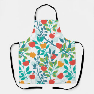 Tablier Ressorts rouge et vert Motif de fruits de pomme