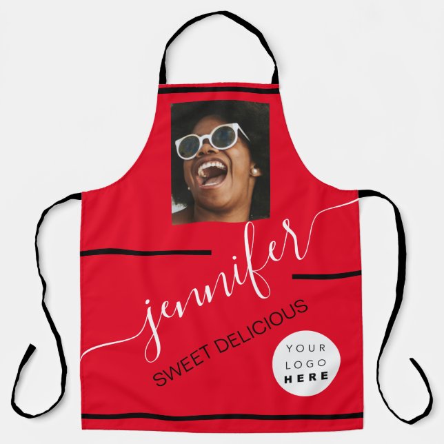 Tablier Restaurant Cakes Coffe Shop Photo Logo Rouge Moder (Recto)