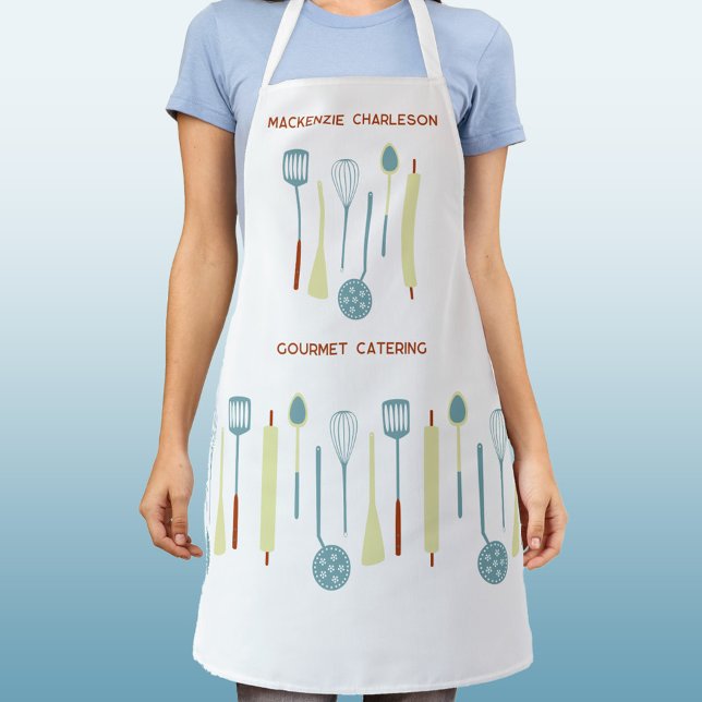 Tablier Restauration de cuisine rétro personnalisée (Retro bakery cafe catering small business custom text apron)