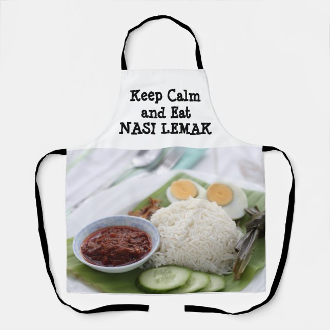 Tablier Restez calme et mangez l'apron Nasi Lemak (Recto)