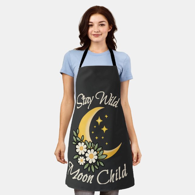 Tablier Restez Sauvage Enfant de la Lune | Croissant de Lu (Porté)