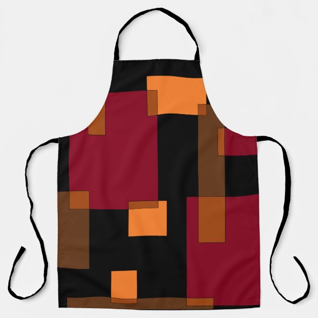 Tablier Résumé géométrique Rouge Orange Brown Noir (Recto)