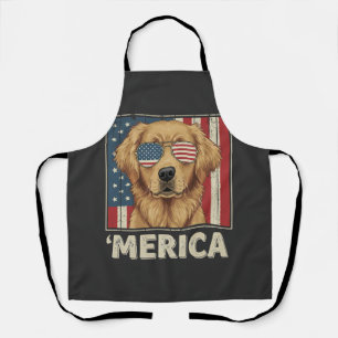 Tablier Retriever doré vintage drapeau 'Merica