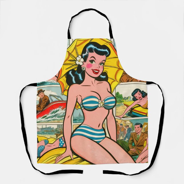 Tablier Retro Bikini Girl Summer Comics (Recto)
