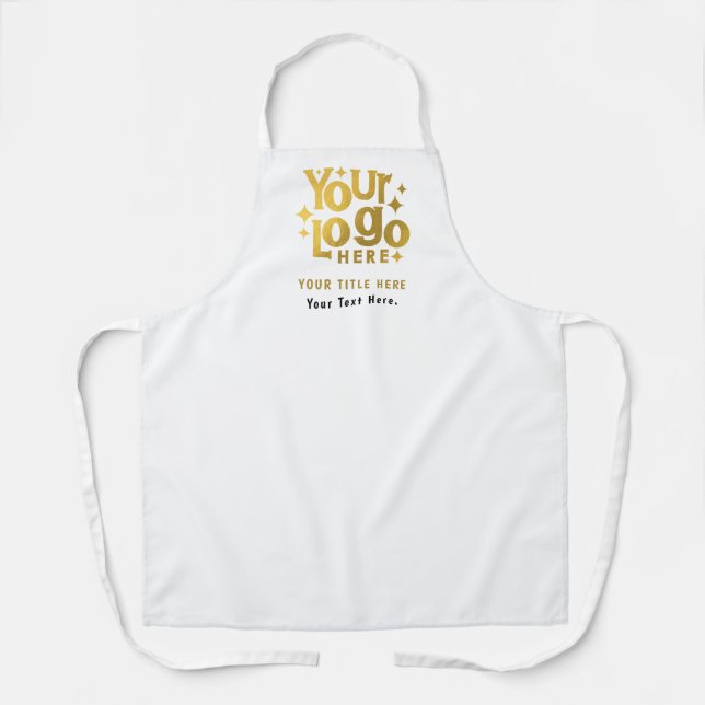 Tablier Retro Business Logo QR Code & Text Branding Blanc (Recto)