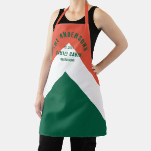 Tablier Retro Family Cabine Nom personnalisé Rouge Vert