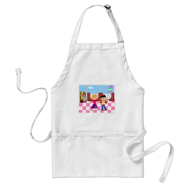 Tablier Retro Fun Happy Ados Sock Hop Diner Art (Devant)