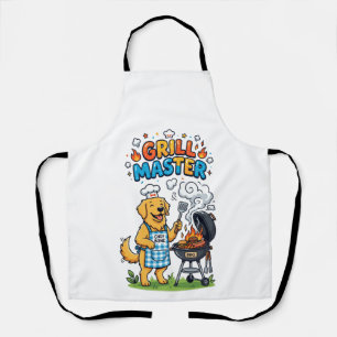 Tablier Rétro Golden Retriever Maître du Grill BBQ Graphiq