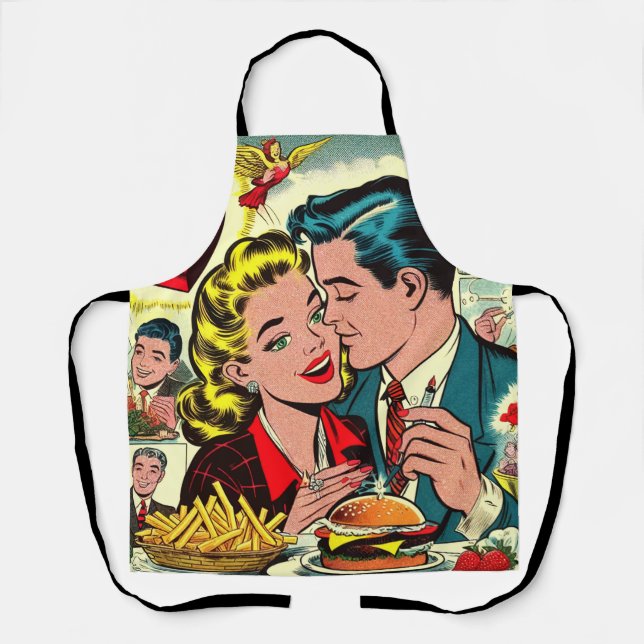 Tablier Retro Love Couple Comics (Recto)