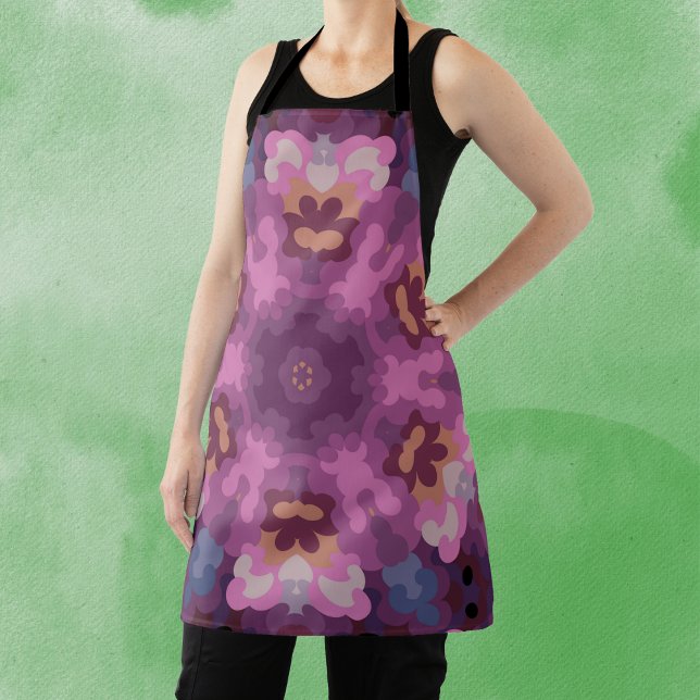Tablier Rétro Mandala violet rose et orange (Créateur téléchargé)