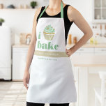 Tablier Retro Mint Green Gold Cupcake Bake Bold Typographi<br><div class="desc">Voici une façon merveilleuse d’ajouter à l’amusement de la cuisson, ainsi que de promouvoir davantage votre entreprise. Ajoutez un éclat supplémentaire à vos aventures culinaires chaque fois que vous portez ce tablier élégant, sophistiqué, simple et moderne. "I bake" en vert menthe poussiéreux, typographie, un cupcake à parties scintillant vert et...</div>