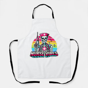 Tablier Retro Neon Skeleton Nurse - Funny Éffrayant D