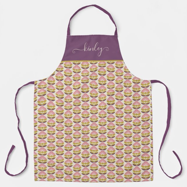 Tablier Retro Pink & Purple Floral (Recto)