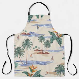 Tablier Retro sans couture motif d'île tropicale à la lumi