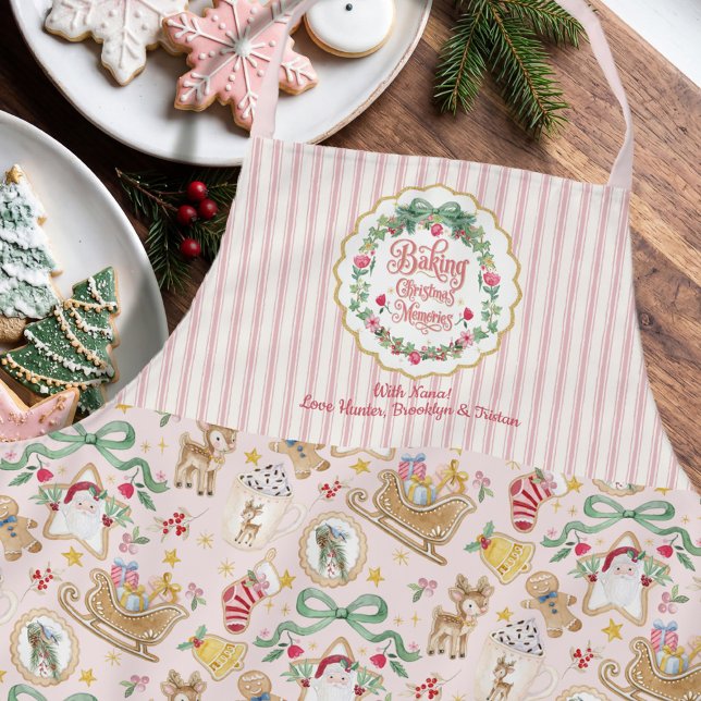 Tablier Rétro Santa Biscuits de Noël Aquarelle (Créateur téléchargé)