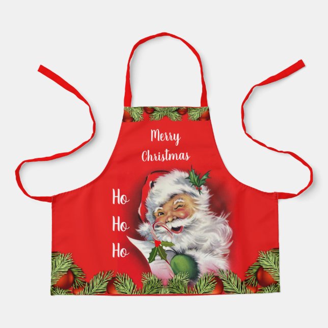 Tablier Retro Santa Claus Enfants Noël Rouge (Recto)